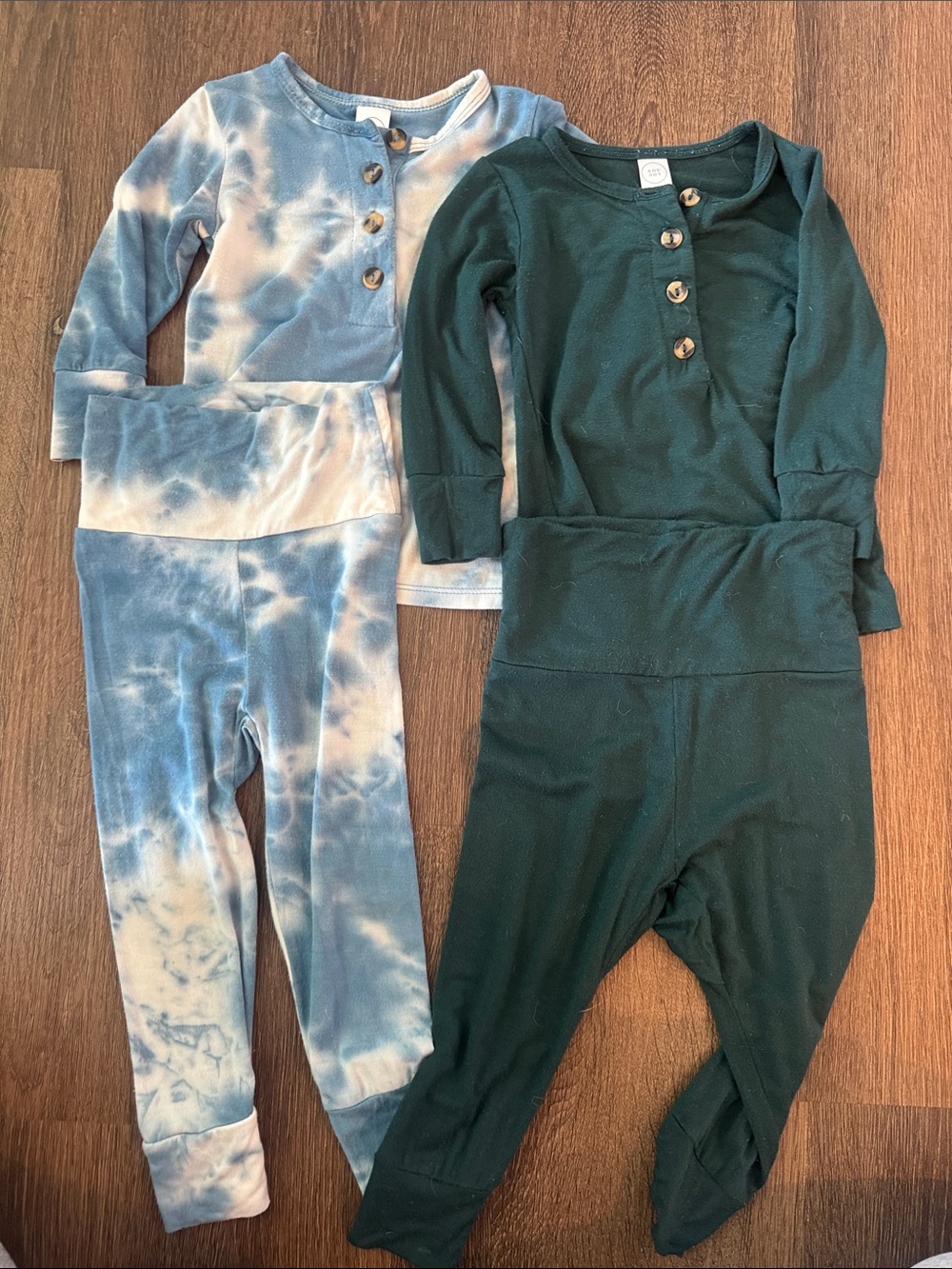 Lou Lou & Company Toddler Henley Pajama Set - Teal & Blue Tie-Dye & Green sets